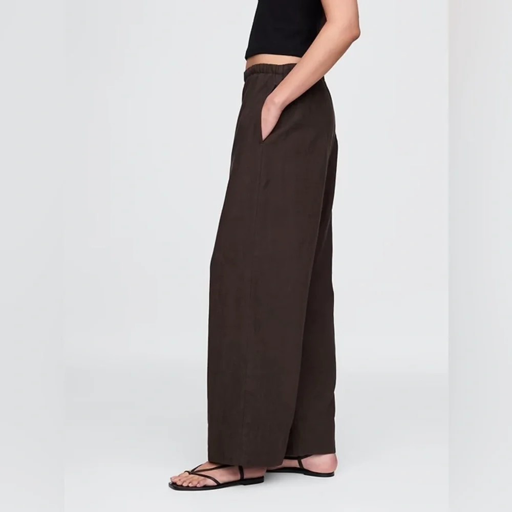 NWT! GAP Terra Brown Linen-Blend Easy Wide-Hem Pants - Multiple Sizes 🔹